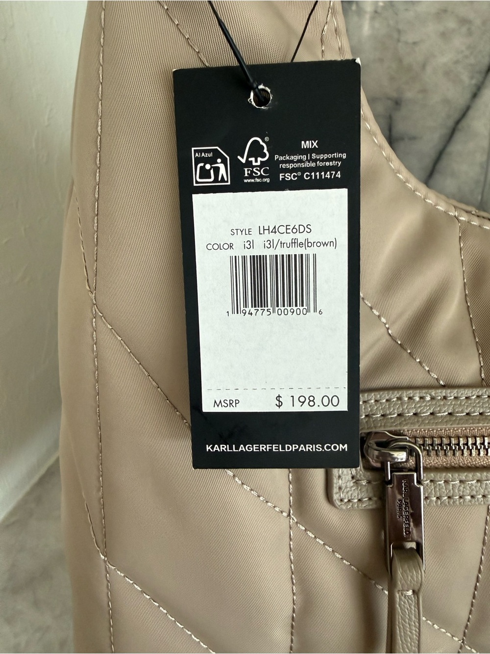 Karl Lagerfeld Voyage MediumQuilted Shoulder Bag in Truffle color - Picture 4 of 10